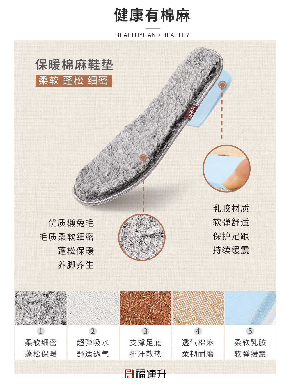 福連升2020冬透氣軟彈舒適防滑保暖波紋松糕底健步鞋圖片
